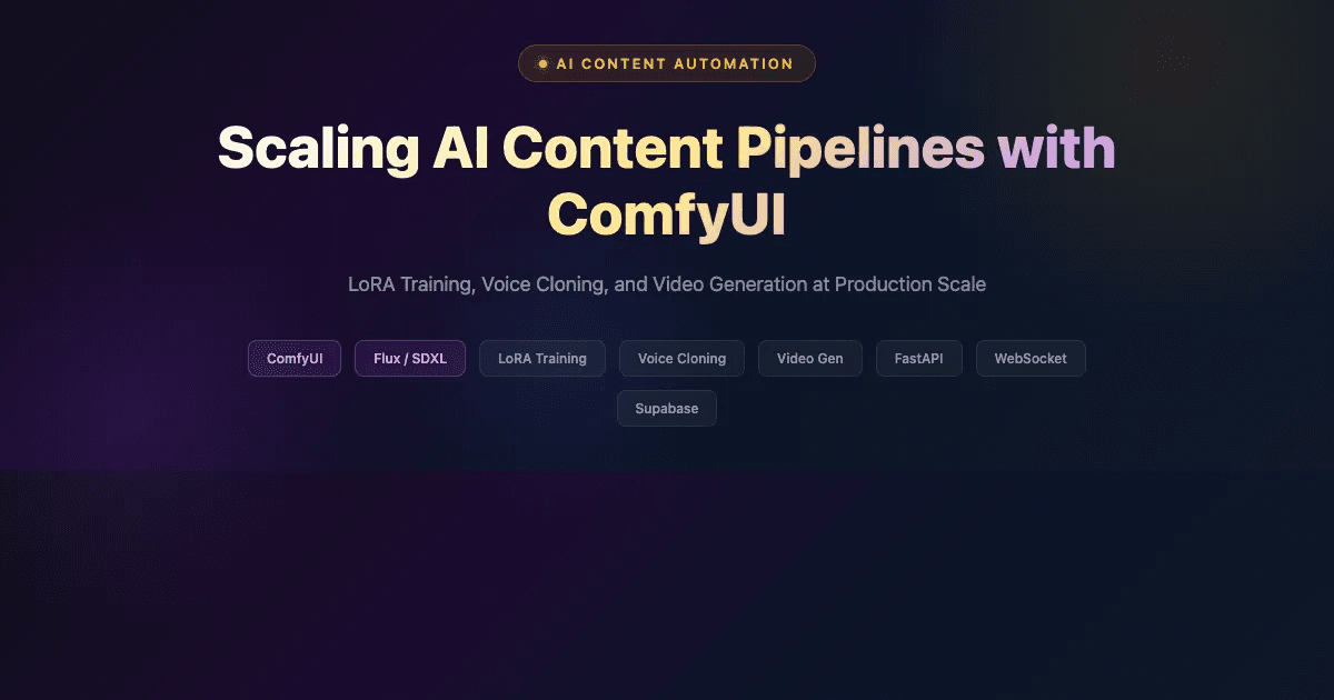 Scaling AI Content Pipelines with ComfyUI: LoRA Training, Voice Cloning and Video Generation